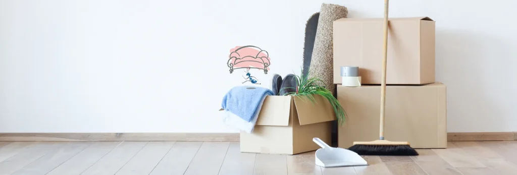 Moving boxes and household belongings