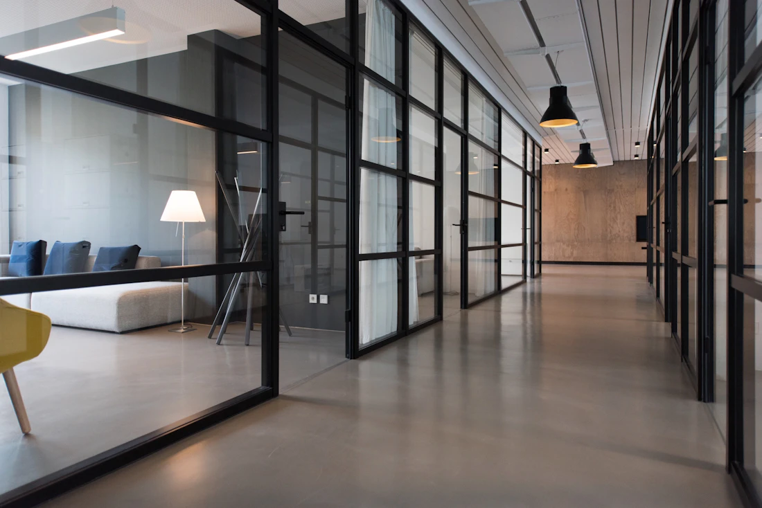 Office with shared desks and natural light