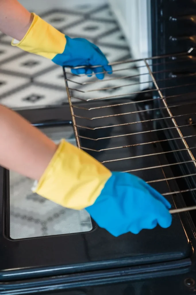 Removing an oven rack for cleaning